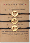 1Set Mother Daughter Bracelets Friendship Best Friend Rope Chain Thread Bracelet Cards Lover Gift Heart Christmas Men Jewelry