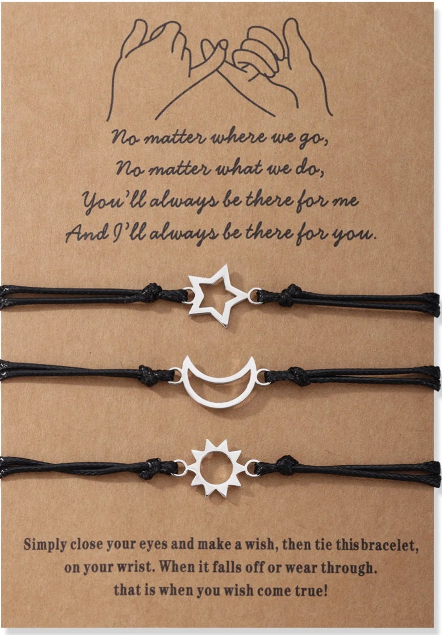 1Set Mother Daughter Bracelets Friendship Best Friend Rope Chain Thread Bracelet Cards Lover Gift Heart Christmas Men Jewelry