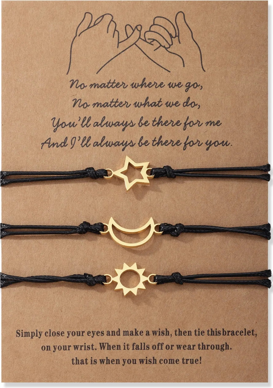 1Set Mother Daughter Bracelets Friendship Best Friend Rope Chain Thread Bracelet Cards Lover Gift Heart Christmas Men Jewelry