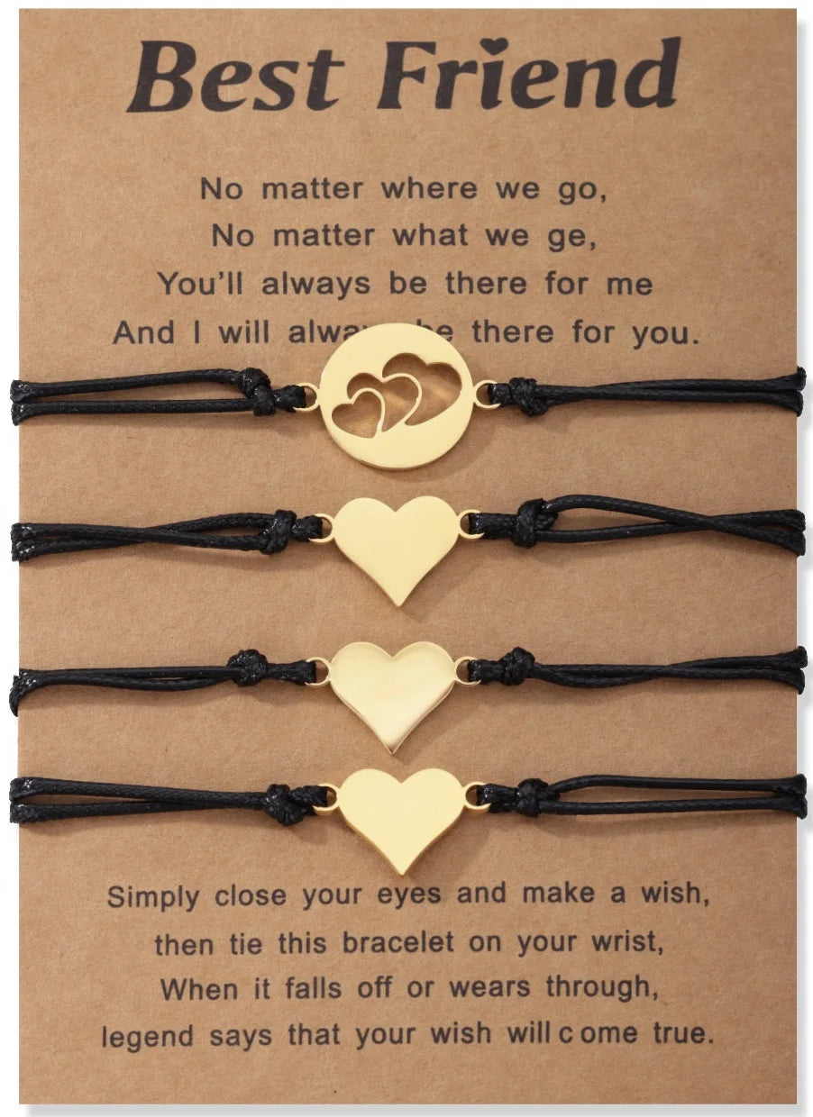 1Set Mother Daughter Bracelets Friendship Best Friend Rope Chain Thread Bracelet Cards Lover Gift Heart Christmas Men Jewelry