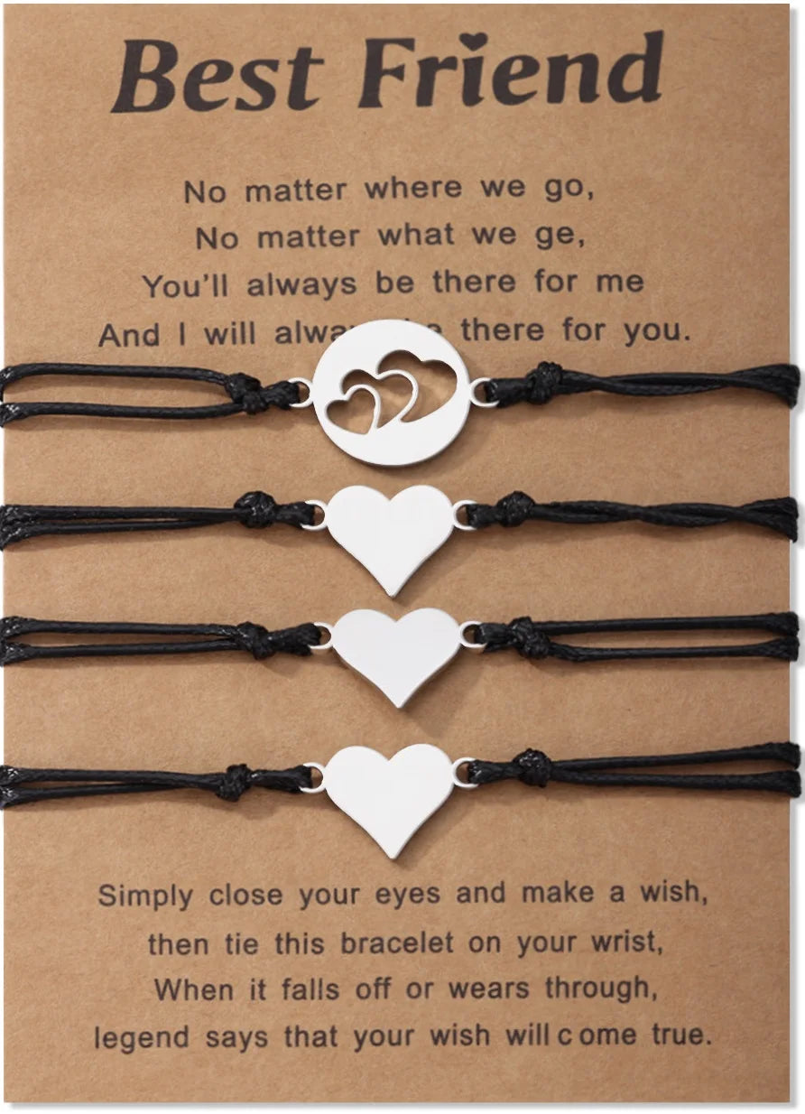 1Set Mother Daughter Bracelets Friendship Best Friend Rope Chain Thread Bracelet Cards Lover Gift Heart Christmas Men Jewelry