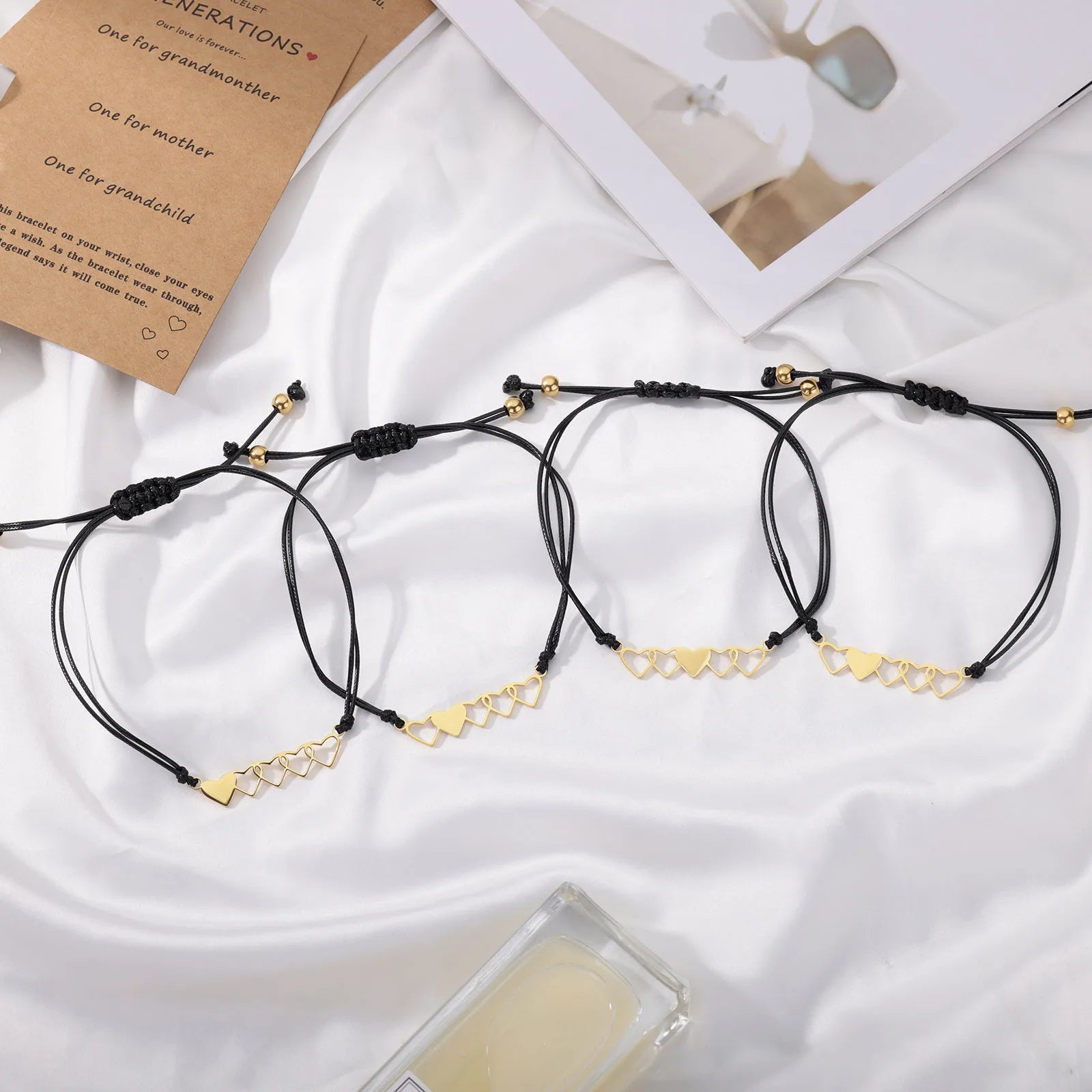 1Set Mother Daughter Bracelets Friendship Best Friend Rope Chain Thread Bracelet Cards Lover Gift Heart Christmas Men Jewelry