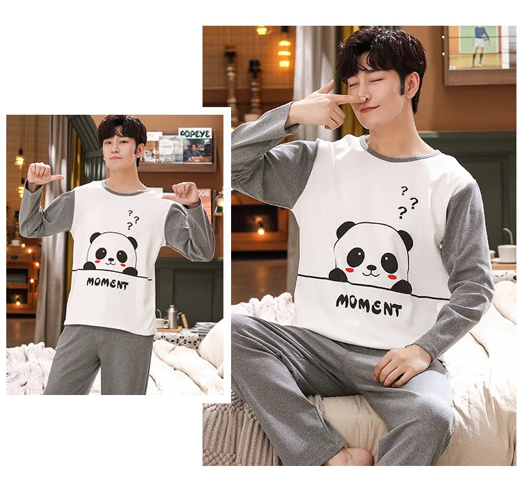 Spring Knitted Cotton Striped Pajama Sets Men's Loungewear Pijama hombre Pyjamas Men Pajama Sleepwear Nightwear 4XL 5Xl Homewear