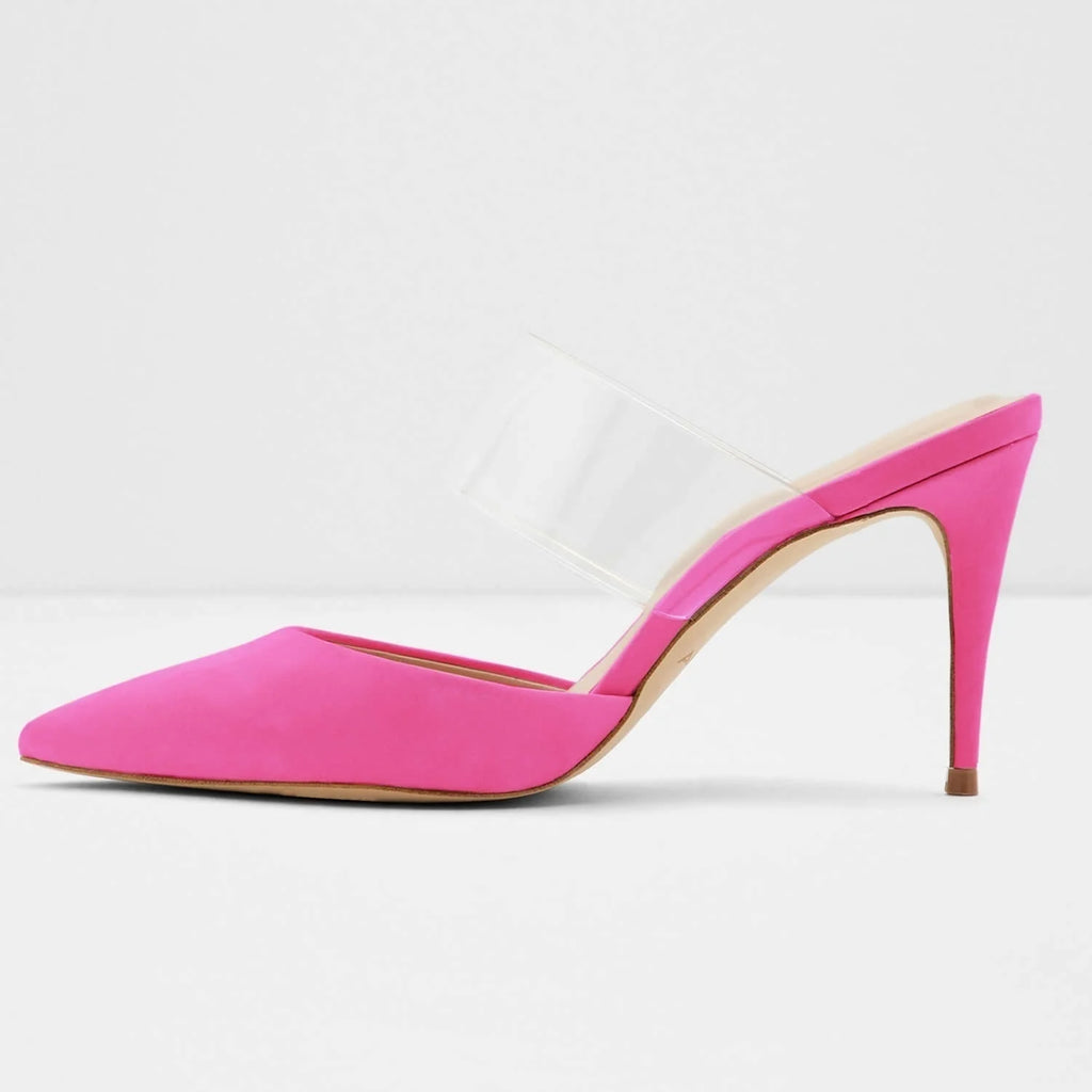 LOSLANDIFEN Women Sandals Sexy Clear 9cm Pointed Toe Thin High Heels Party Girl Black Nude Solid Color Wedding Shoes Plus Size