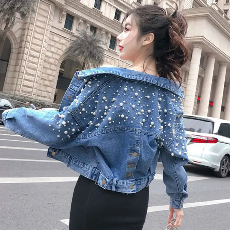 Mother Daughter Denim Jacket for Family Matching Clothes Outfits Mommy and Me Adult Baby Kids Blue  Outwear CoatSpring Autumn