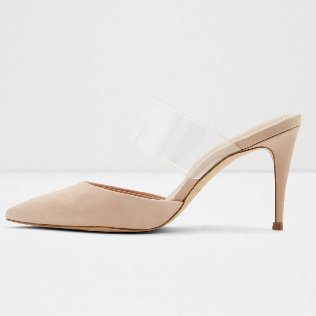 LOSLANDIFEN Women Sandals Sexy Clear 9cm Pointed Toe Thin High Heels Party Girl Black Nude Solid Color Wedding Shoes Plus Size