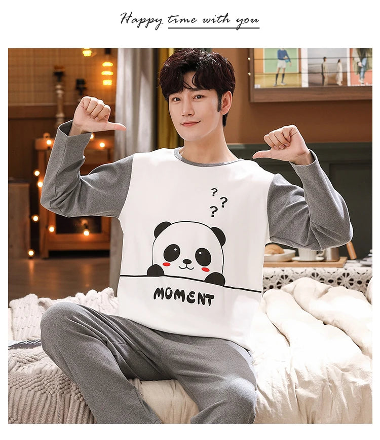 Spring Knitted Cotton Striped Pajama Sets Men's Loungewear Pijama hombre Pyjamas Men Pajama Sleepwear Nightwear 4XL 5Xl Homewear