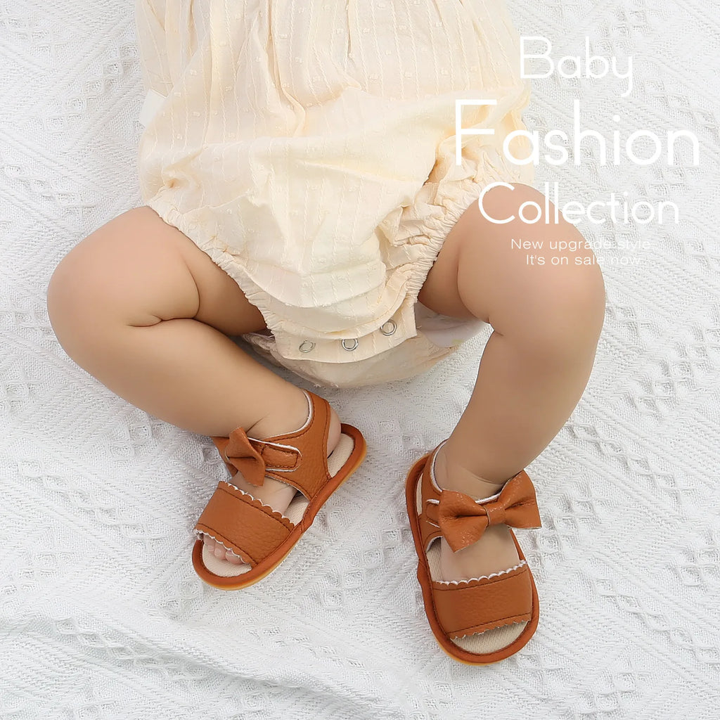 Meckior Baby Shoes Summer Baby Boy Girl Shoes Toddler Flats Sandals Soft Rubber Sole Anti-Slip Bowknot Crib First Walker Shoes