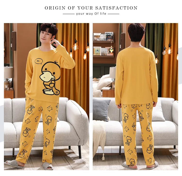 Spring Knitted Cotton Striped Pajama Sets Men's Loungewear Pijama hombre Pyjamas Men Pajama Sleepwear Nightwear 4XL 5Xl Homewear