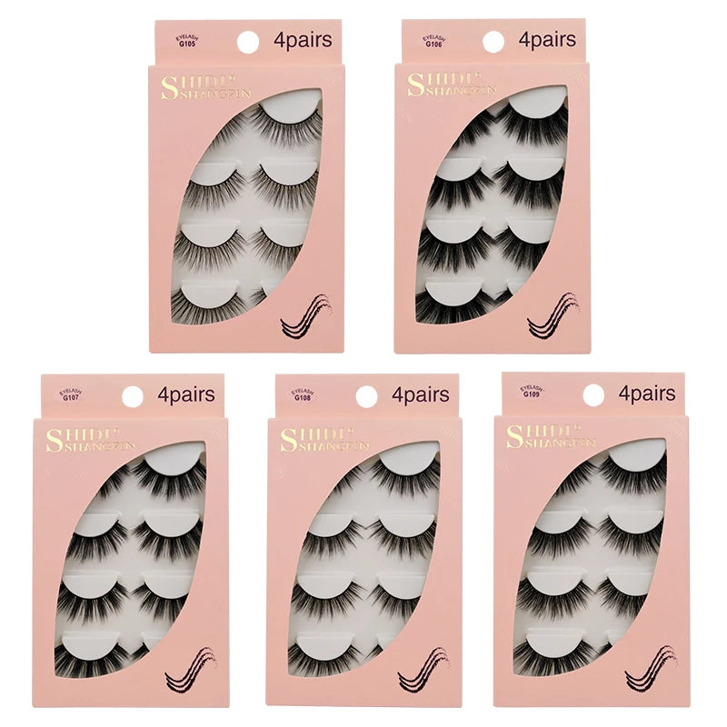 YSDO 3/4 Pairs Eyelashes Natural Long 3d Mink Lashes Faux Cils Hand Made Mink Eyelashes Strip Makeup False Lashes Volume Cilios
