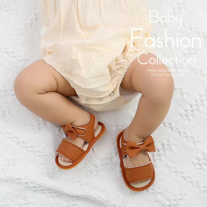 Meckior Baby Shoes Summer Baby Boy Girl Shoes Toddler Flats Sandals Soft Rubber Sole Anti-Slip Bowknot Crib First Walker Shoes