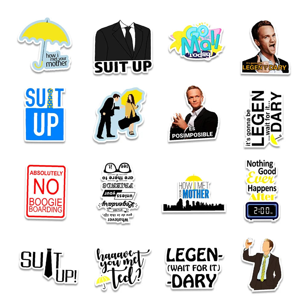 10/30/50PCS TV Show How I Met Your Mother Stickers Aesthetic Laptop Water Bottle Waterproof Graffiti HIMYM Sticker Packs Kid Toy