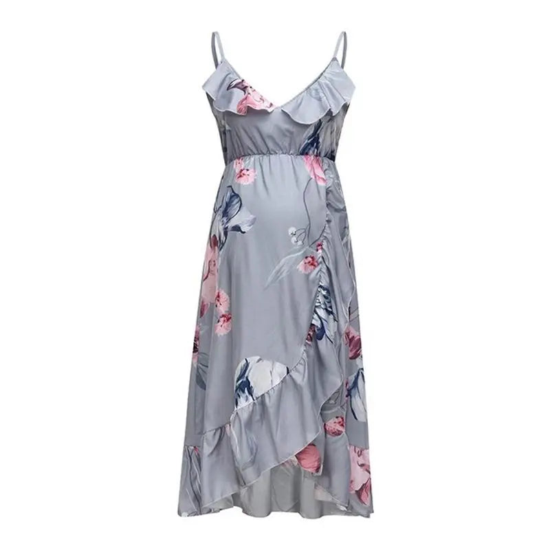 Maternity Dress Ruffled Pregnancy Clothes Print Maternity Clothes Elegant Loose Irregular Maternity Clothes Plus Size Maxi Dress