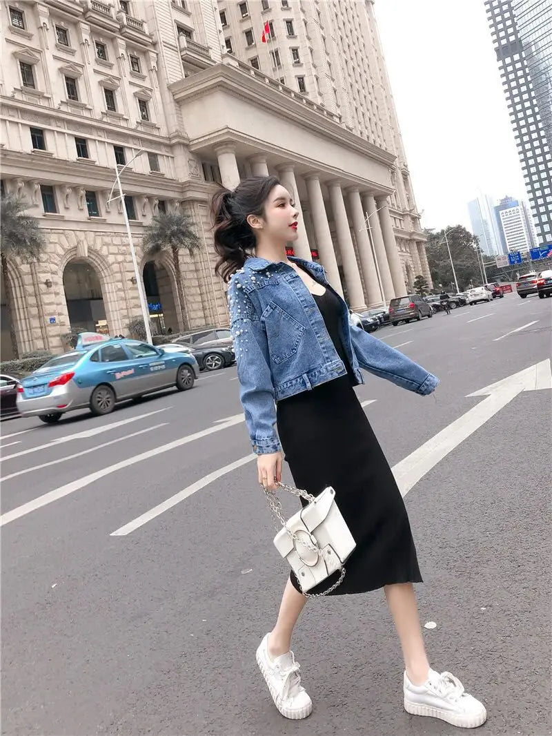 Mother Daughter Denim Jacket for Family Matching Clothes Outfits Mommy and Me Adult Baby Kids Blue  Outwear CoatSpring Autumn