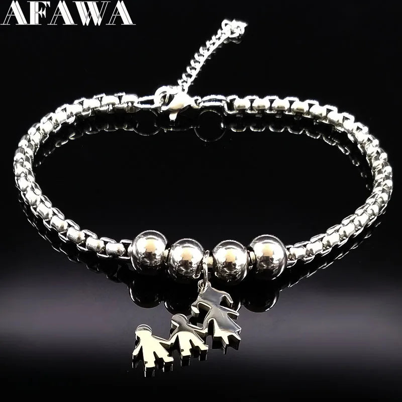 Mother Daughter Stainless Steel Bracelet for Women Stainless Steel Mother Bracelet Jewelry pulseira feminina B1944-1S01
