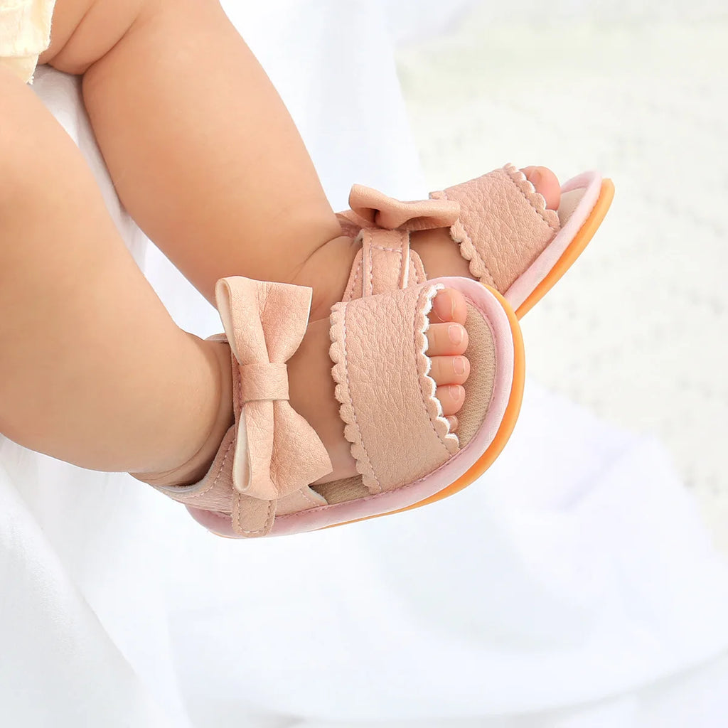 Meckior Baby Shoes Summer Baby Boy Girl Shoes Toddler Flats Sandals Soft Rubber Sole Anti-Slip Bowknot Crib First Walker Shoes