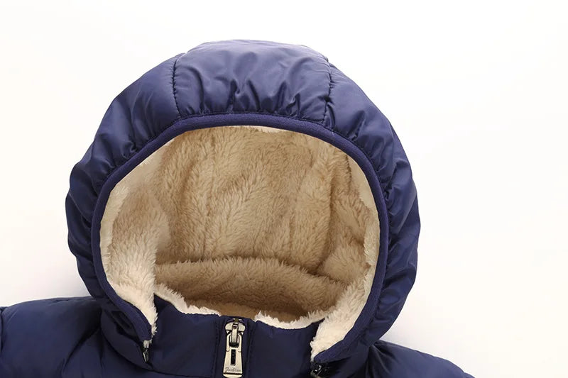 Baby Children Coats Winter Thick Jackets For Boys Warm Plush Thicken Outerwear For Girls Fur Hooded Jacket Kids Clothes Snowsuit