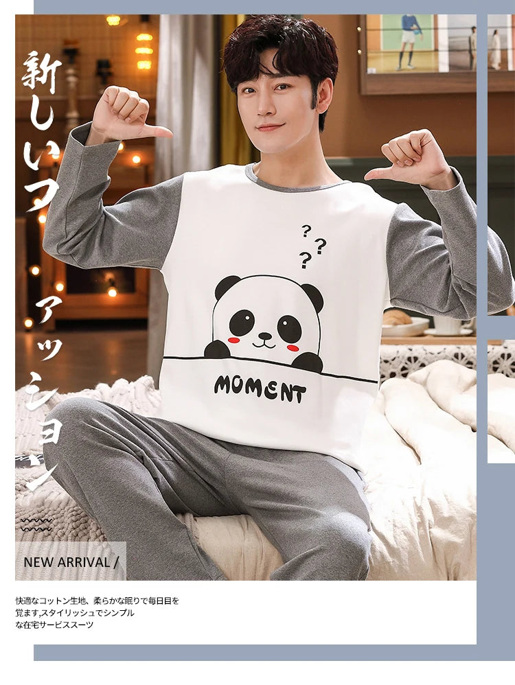 Spring Knitted Cotton Striped Pajama Sets Men's Loungewear Pijama hombre Pyjamas Men Pajama Sleepwear Nightwear 4XL 5Xl Homewear