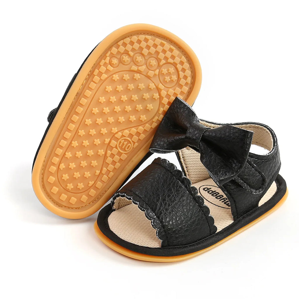 Meckior Baby Shoes Summer Baby Boy Girl Shoes Toddler Flats Sandals Soft Rubber Sole Anti-Slip Bowknot Crib First Walker Shoes