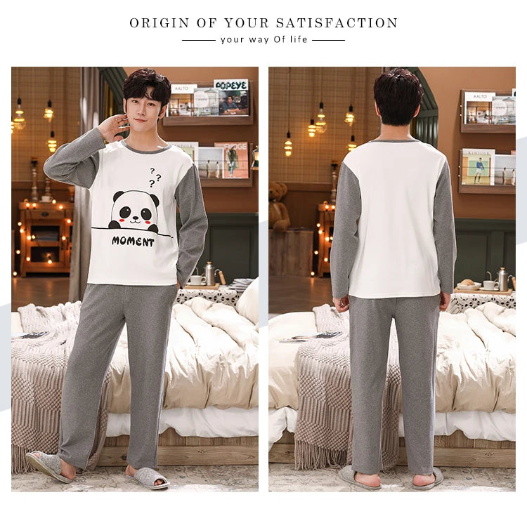 Spring Knitted Cotton Striped Pajama Sets Men's Loungewear Pijama hombre Pyjamas Men Pajama Sleepwear Nightwear 4XL 5Xl Homewear