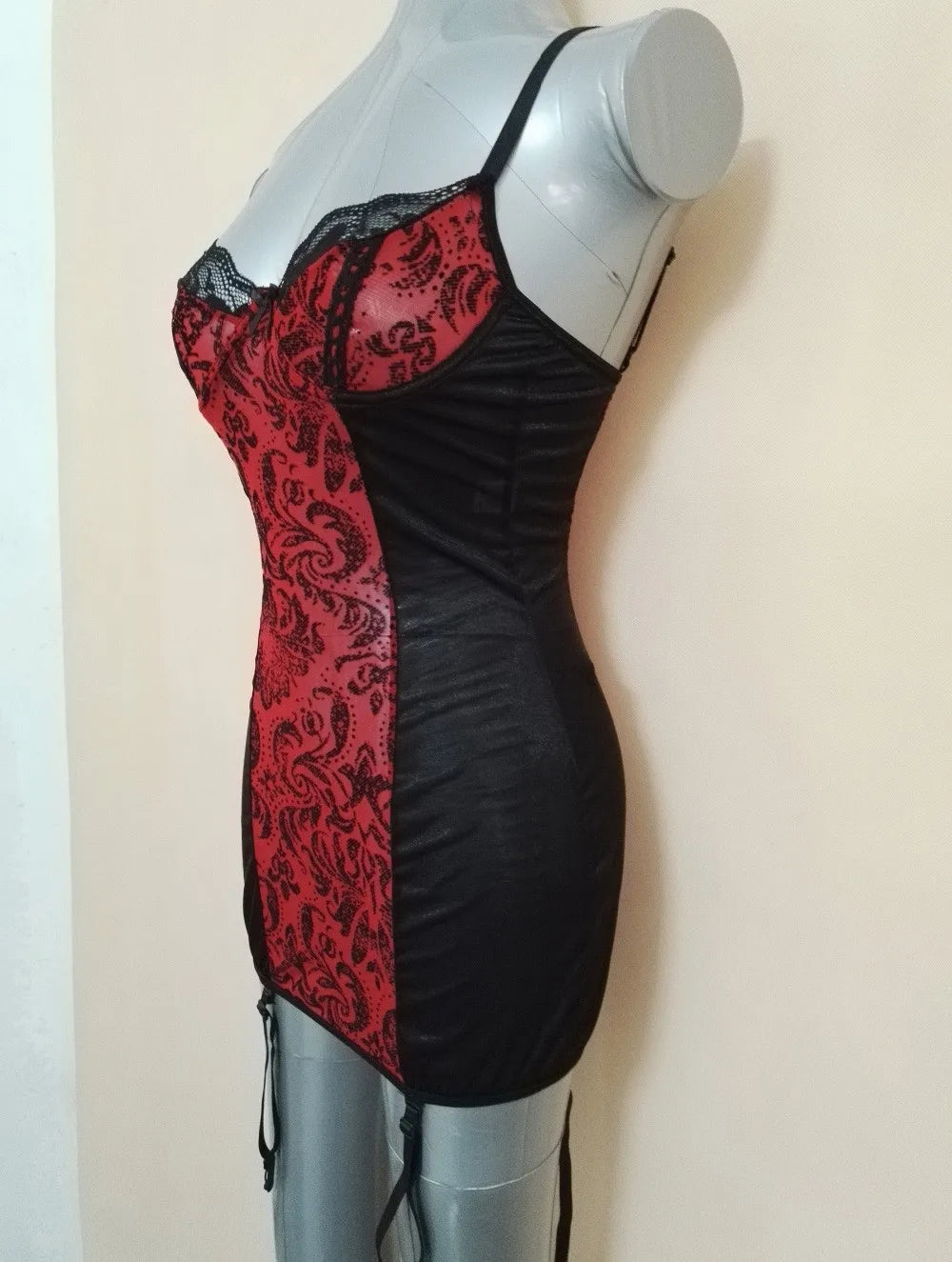 Black Floral Lace Sexy Lingerie Corset Push Up Bustier Straps Women Sleepwear Nightwear Chemise Underwear With Suspenders
