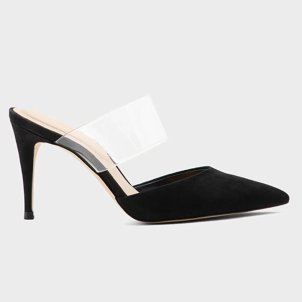 LOSLANDIFEN Women Sandals Sexy Clear 9cm Pointed Toe Thin High Heels Party Girl Black Nude Solid Color Wedding Shoes Plus Size