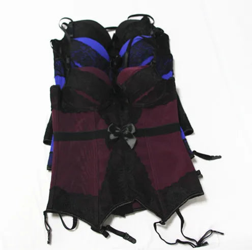 Black Floral Lace Sexy Lingerie Corset Push Up Bustier Straps Women Sleepwear Nightwear Chemise Underwear With Suspenders