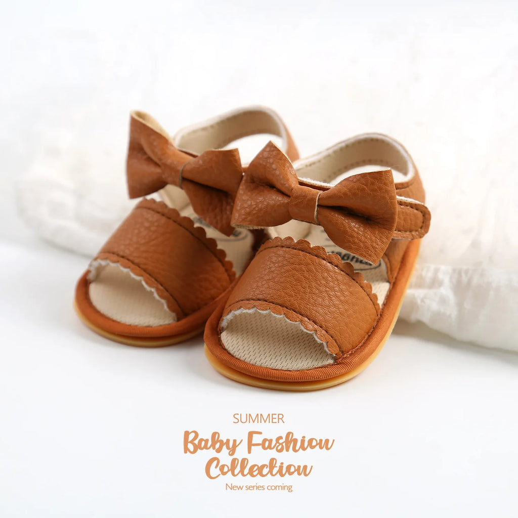 Meckior Baby Shoes Summer Baby Boy Girl Shoes Toddler Flats Sandals Soft Rubber Sole Anti-Slip Bowknot Crib First Walker Shoes