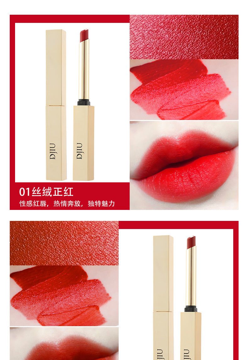 6 Colors Thin Tube Small Gold Bar Make Up Lip Stick Long Lasting Moisture Cosmetic Lipstick Lips Makeup Lipstick Cosmetics Batom