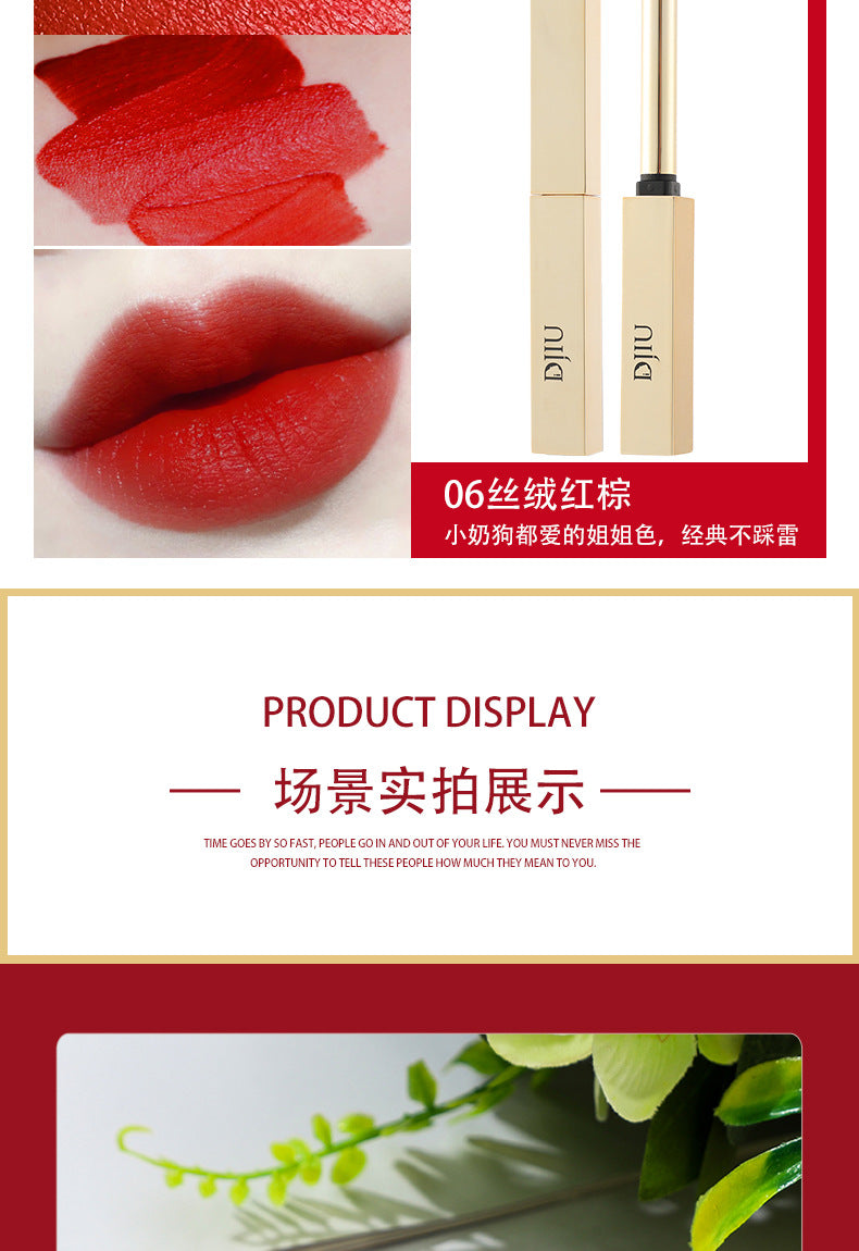 6 Colors Thin Tube Small Gold Bar Make Up Lip Stick Long Lasting Moisture Cosmetic Lipstick Lips Makeup Lipstick Cosmetics Batom