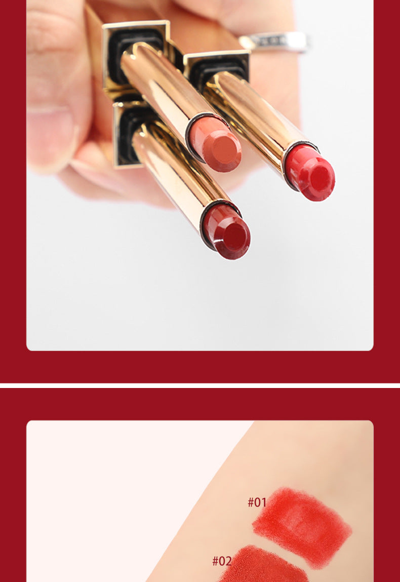 6 Colors Thin Tube Small Gold Bar Make Up Lip Stick Long Lasting Moisture Cosmetic Lipstick Lips Makeup Lipstick Cosmetics Batom