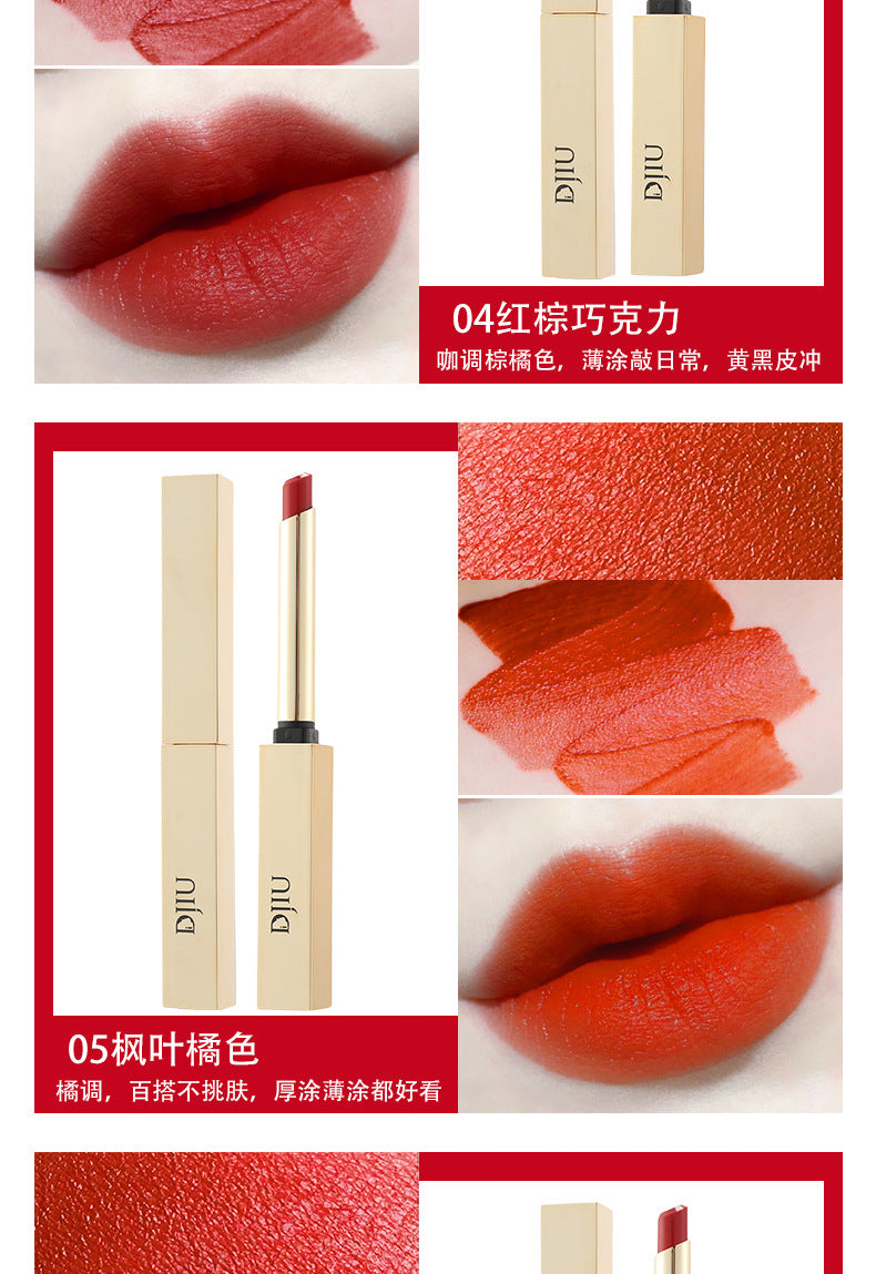 6 Colors Thin Tube Small Gold Bar Make Up Lip Stick Long Lasting Moisture Cosmetic Lipstick Lips Makeup Lipstick Cosmetics Batom