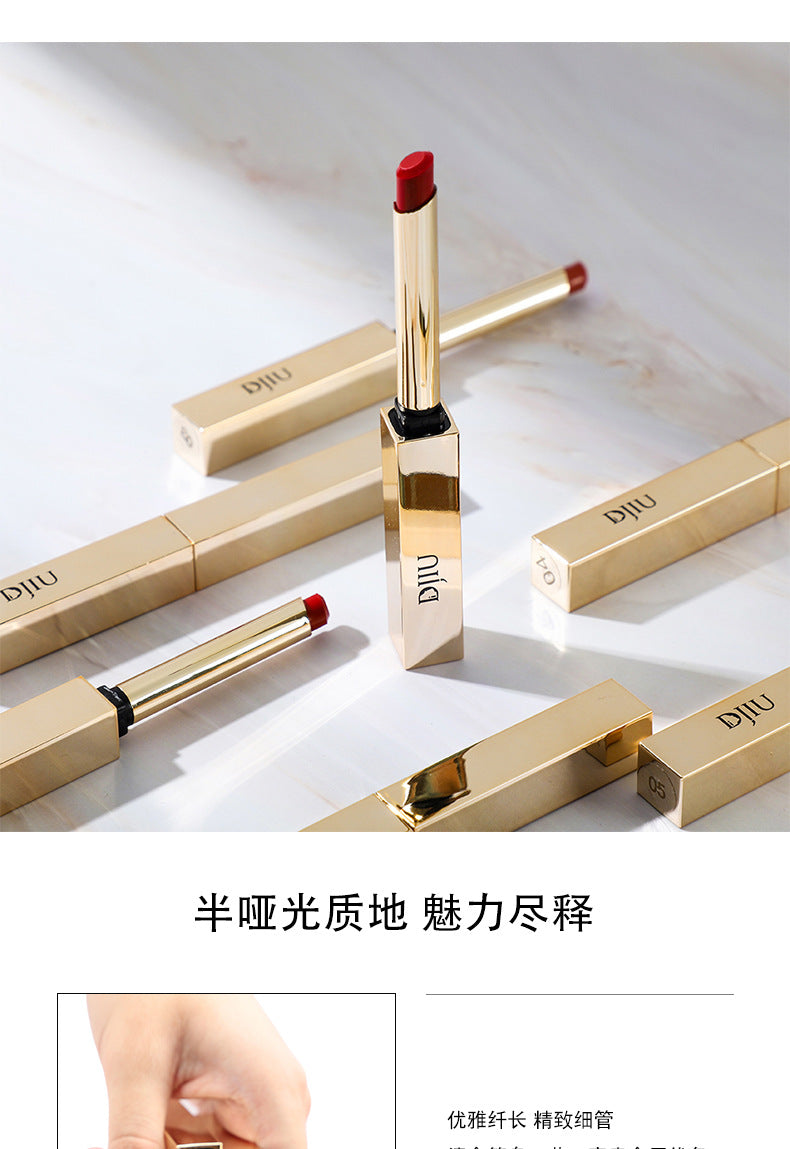 6 Colors Thin Tube Small Gold Bar Make Up Lip Stick Long Lasting Moisture Cosmetic Lipstick Lips Makeup Lipstick Cosmetics Batom