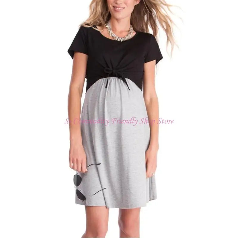 85AE Maternity Dress for Stylish Look Comfortable Short Sleeve Bodycon Dress