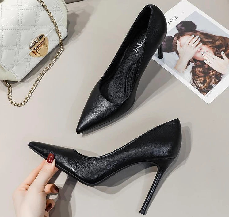 Black Women's Shoes Sexy Super High Heel Formal Pointed Toe Ladies Pumps Spring Footwear Lastest Premium And Low Price 39