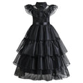 Wednesday Adams Cosplay Dresses 2025 New Girls Mesh Costume Vestidos Kids Carnival Easter Halloween Party Dress 4-12 Years