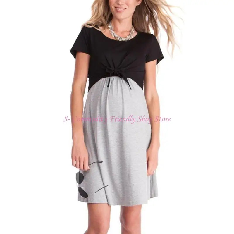 85AE Maternity Dress for Stylish Look Comfortable Short Sleeve Bodycon Dress