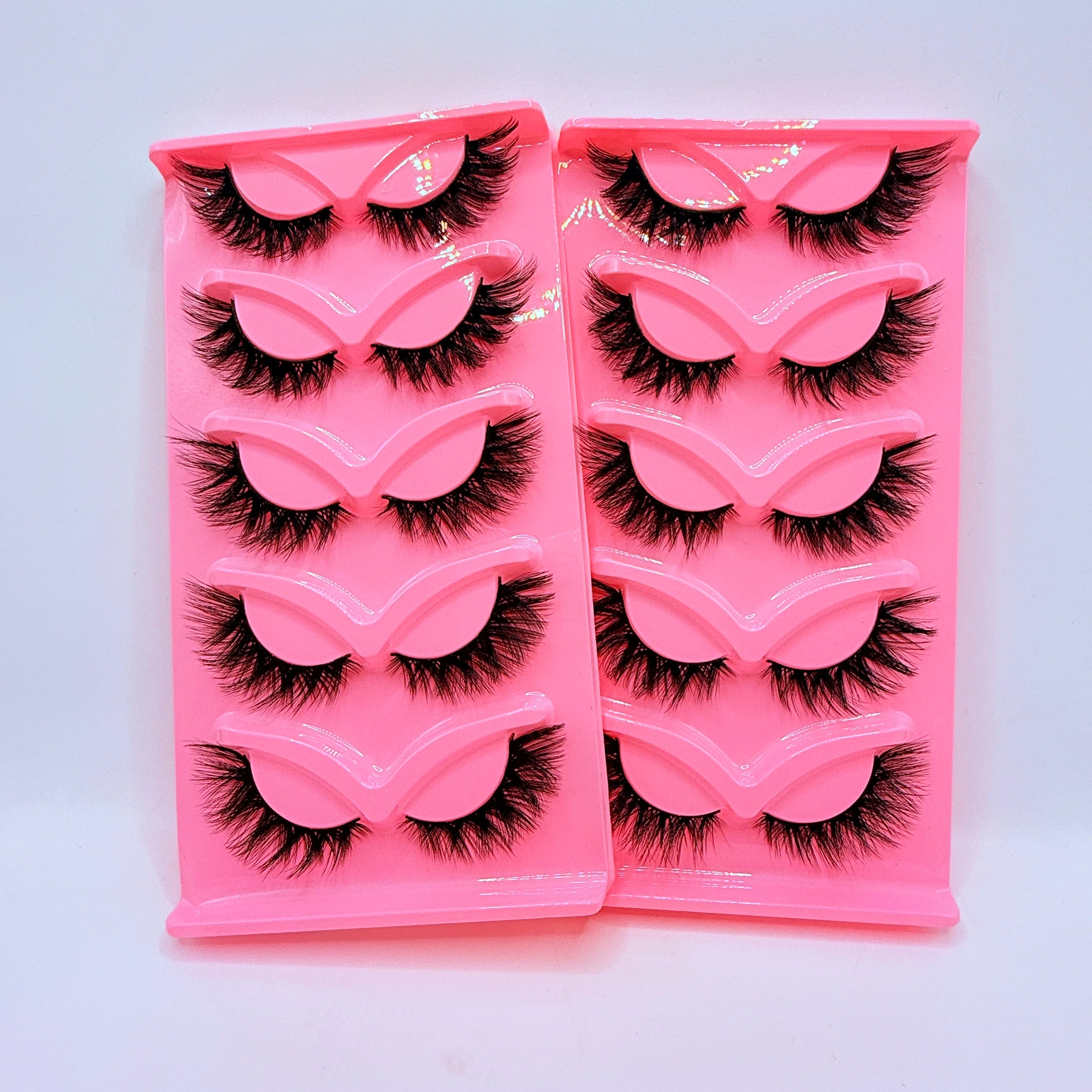 Hot Selling Makeup 5 Pairs Cat Eye Lashes Faux False Eyelashes Dramatic Volume Strip Lashes
