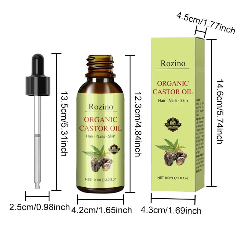 100% Pure and Natural Essential Oils Castor Oil for Hair Care, Body Care Plant Massage Oil Base Oil Gentle and To Easy Absorb