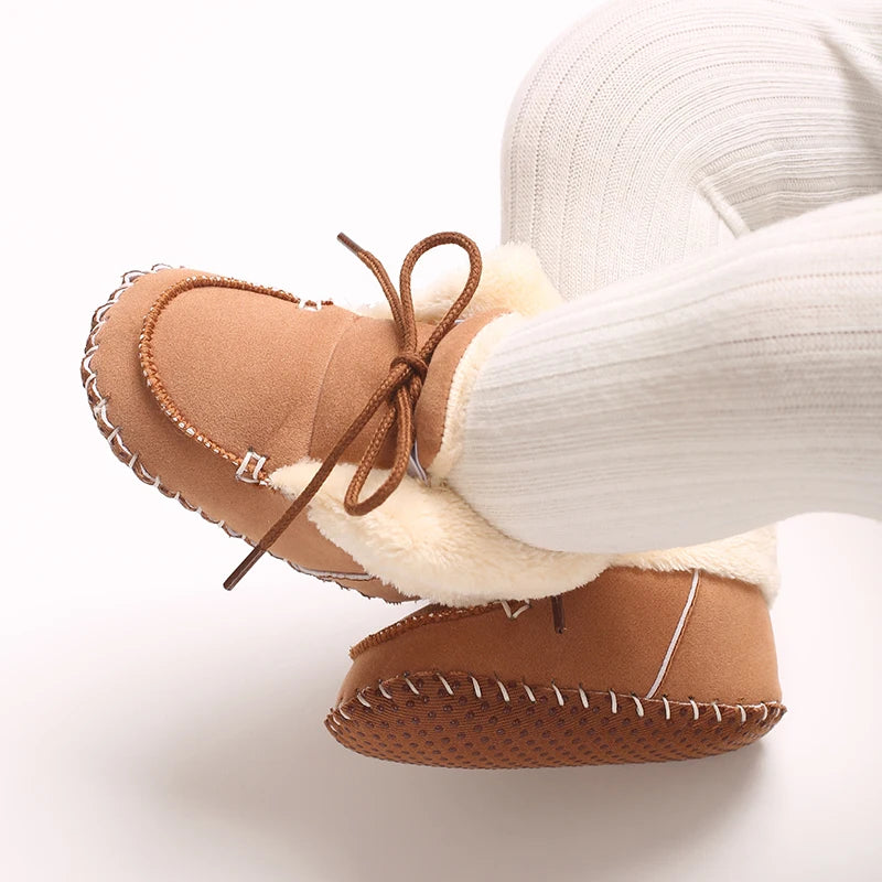Autumn and Winter Baby Plush Thick Warm Cotton Shoes 0-18 Months Soft Soled Comfortable Non Slip Boots
