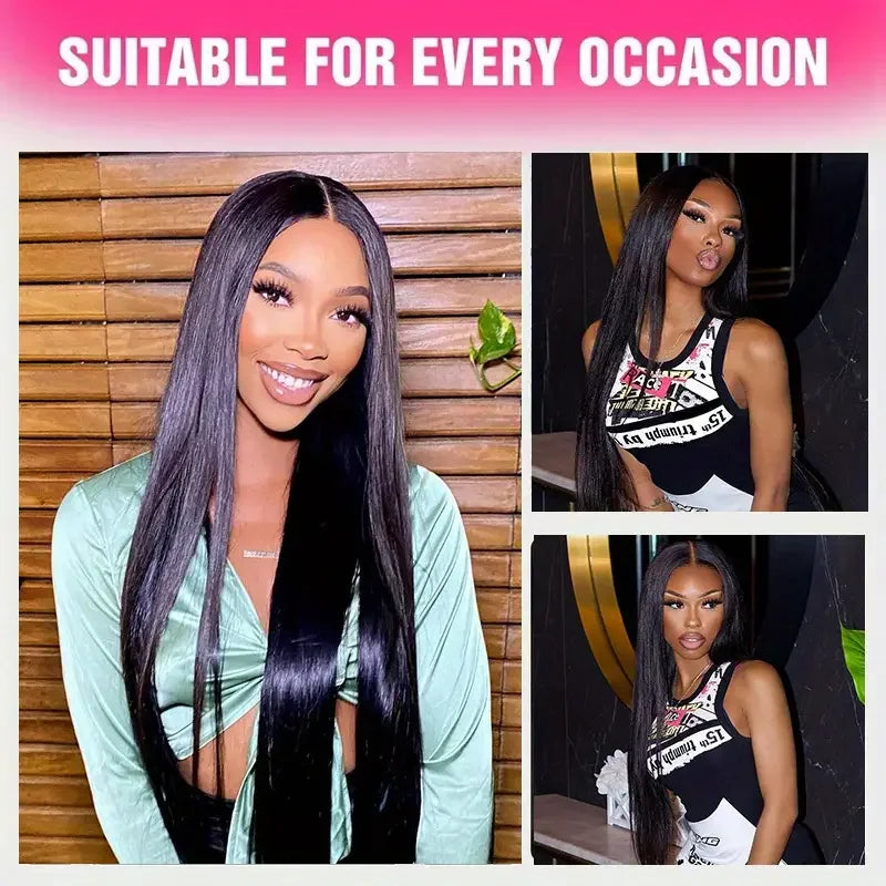 Glueless Wigs Virgin Human Hair Ready To Wear Pre Plucked Pre Cut No Glue 6X4 Bone Straight 100% Human Hair Lace Wigs for Women