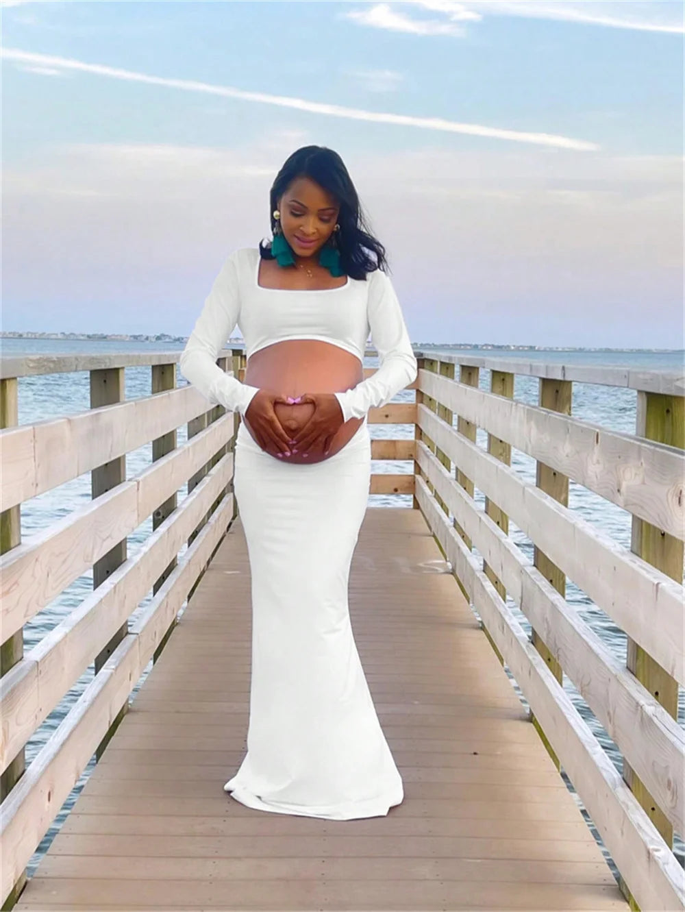 Maternity Dresses Photoshoot Clothing Stretch Sexy Dress Pregnant Women's Photography Props Fishtail Skirt Floor Length Skirt