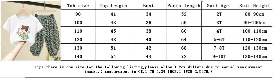 Kids Clothes Girl Sets Summer Little Girls Children Clothing Baby Suit Toddlers Girl T-shirt Short Sleeve Trousers 2pcs Cotton