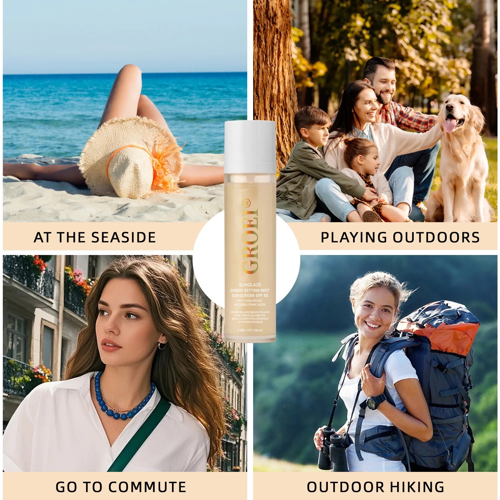 Marie Spray Fijador con Protector Solar SPF 50 100ml — Bruma Facial Ligera, Transparente, No Grasosa y Refrescante para el Cuidado de la Piel