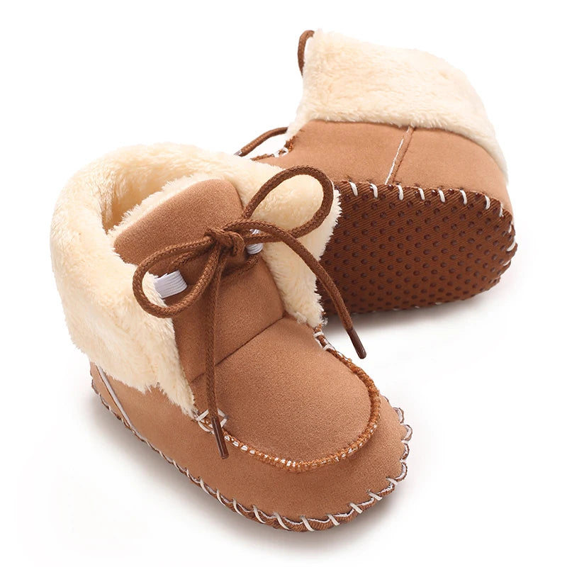 Autumn and Winter Baby Plush Thick Warm Cotton Shoes 0-18 Months Soft Soled Comfortable Non Slip Boots