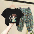 Kids Clothes Girl Sets Summer Little Girls Children Clothing Baby Suit Toddlers Girl T-shirt Short Sleeve Trousers 2pcs Cotton