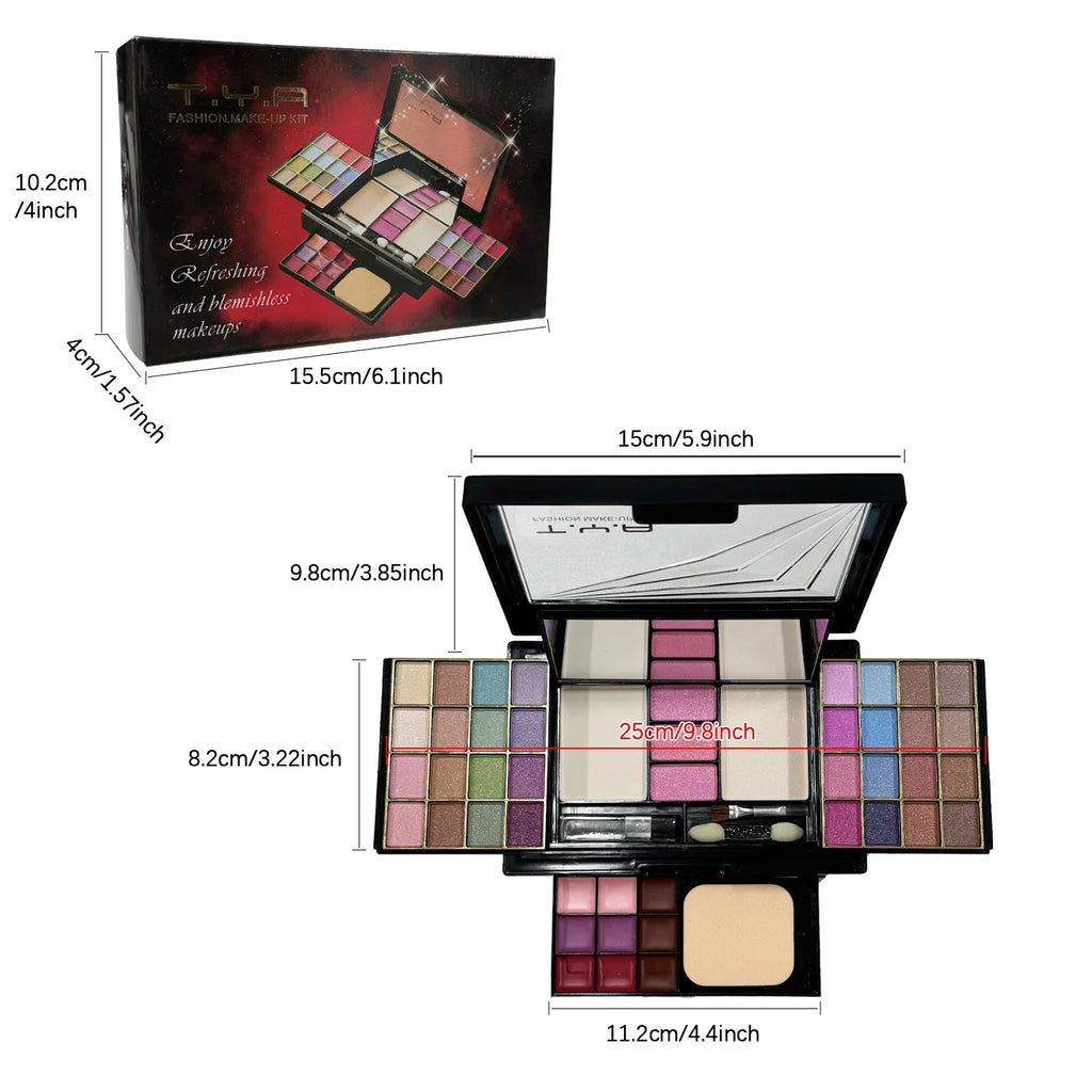Marie Kit de Maquillaje Completo Multifuncional para Mujer — Caja Todo en Uno con 46 Colores, Labiales, Sombras, Cejas, Brochas y Paleta de Maquillaje