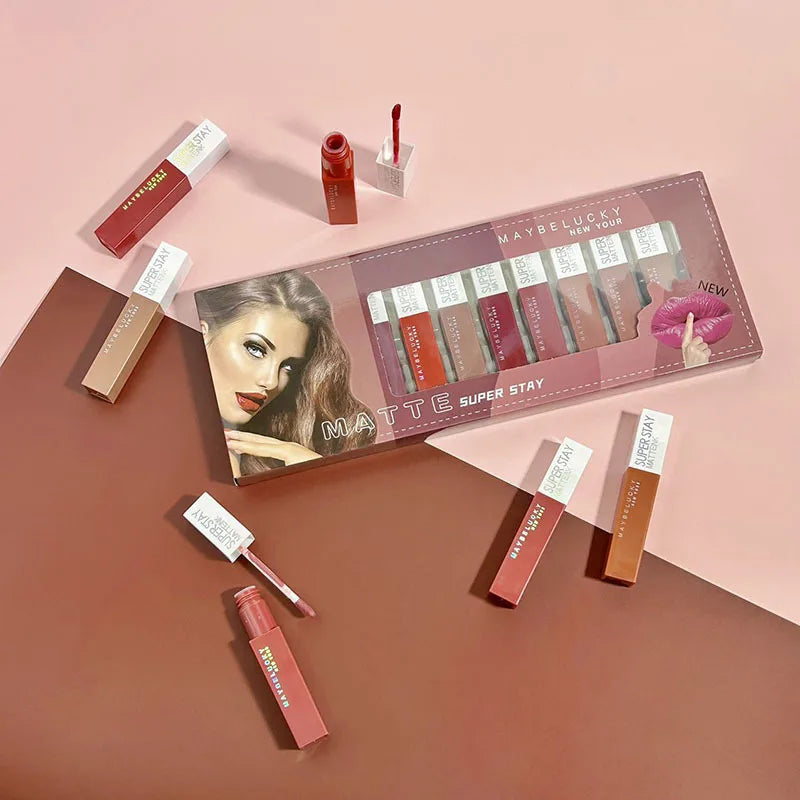12/24Pcs Matte Lipstick 6/12 Colors Set Long Lasting Waterproof Non-Stick Lipstick  Women Lips Makeup Wholesale