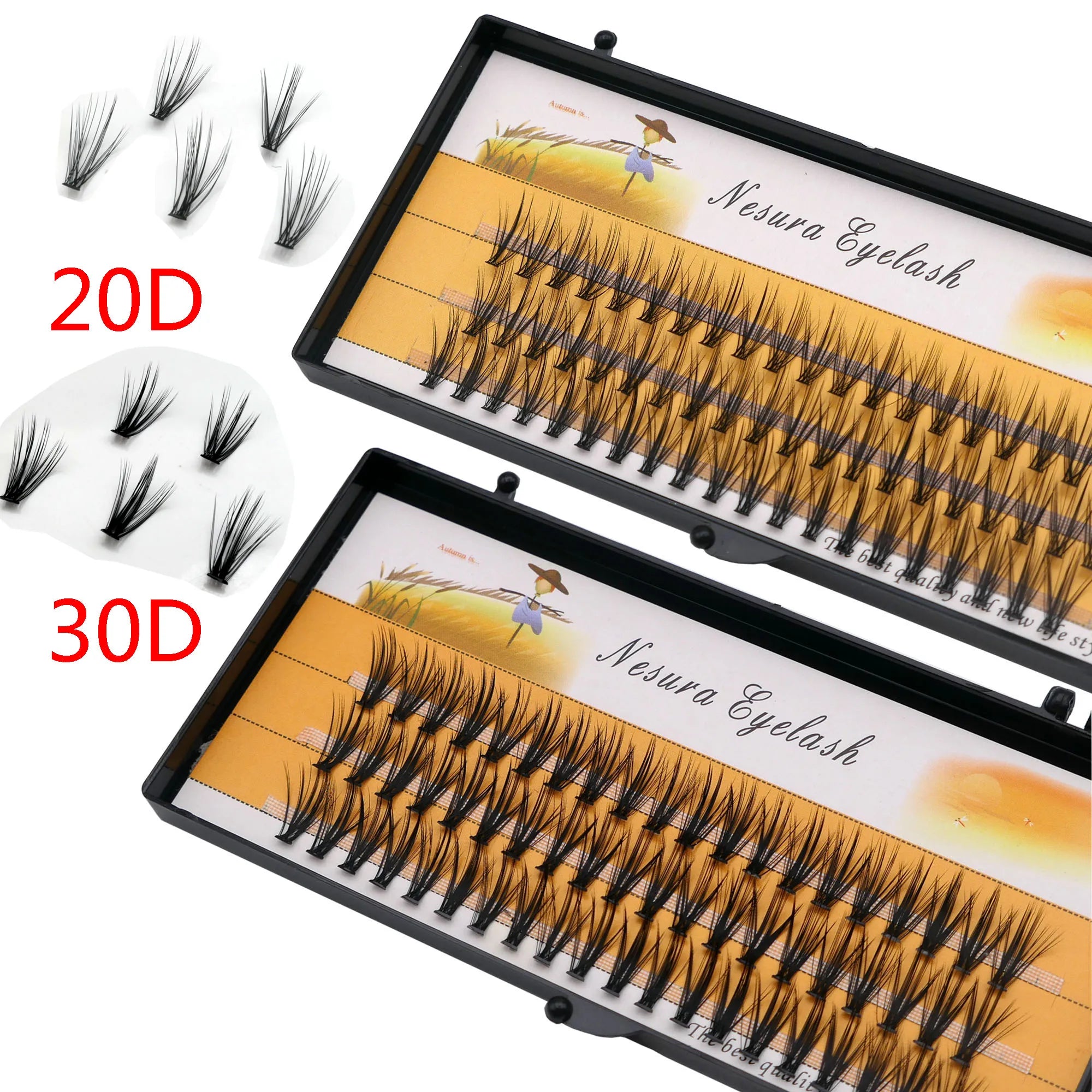 1 box 60 clusters 20/30D extension eyelashes, individual eyelashes, Natural Thick False Eyelashes, , Individual Eyelash Bunche