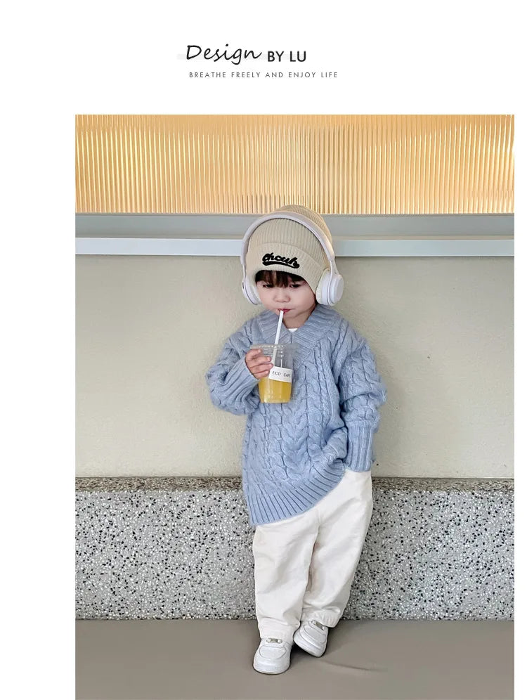 Mother And Daughter Sweater Mom And Son Matching Clothes Equal Korean Fashion Children's Clothing Women Winter Knit Tops Jumper